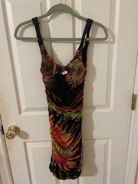 John Paul Gaultier mesh black Floral Bodycon Dress  sz Med 1990s